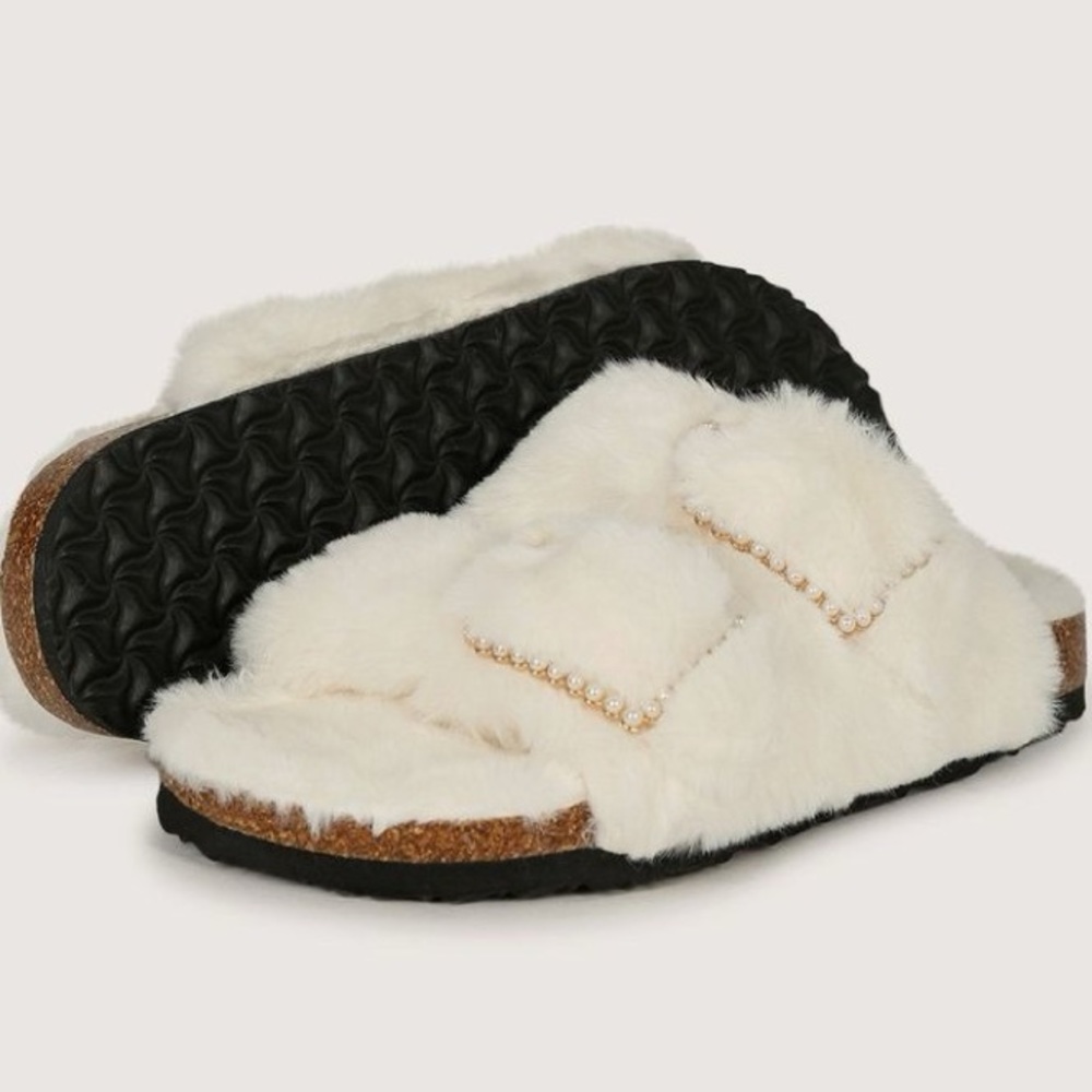 Lady Godiva Womens faux fur sandals size 8.5